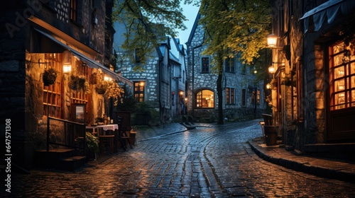 Photo of a cozy street in Tallinn's Old Town. Estonia Saiakang Street in Old Tallinn photo
