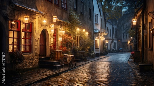 Photo of a cozy street in Tallinn's Old Town. Estonia Saiakang Street in Old Tallinn photo