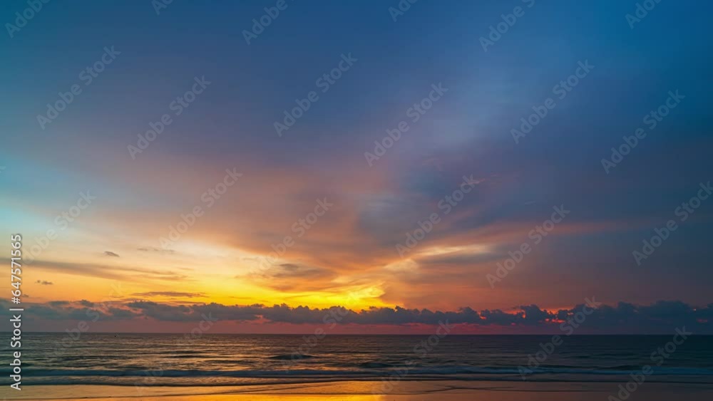 time lapse colorful reflection of stunning sunset..beautiful scene with the sun painting the sky above waves .breaking gently on a sandy.Gradient sweet color. abstract nature background. time lapse colorful reflection of stunning sunset..beautiful scene with the sun painting the sky above waves .breaking gently on a sandy.Gradient sweet color. abstract nature background.
