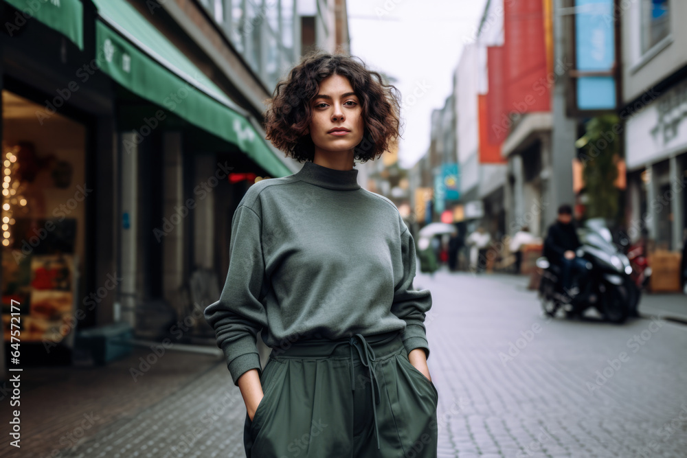 Young confident woman posing on a street Young confident woman posing on a street