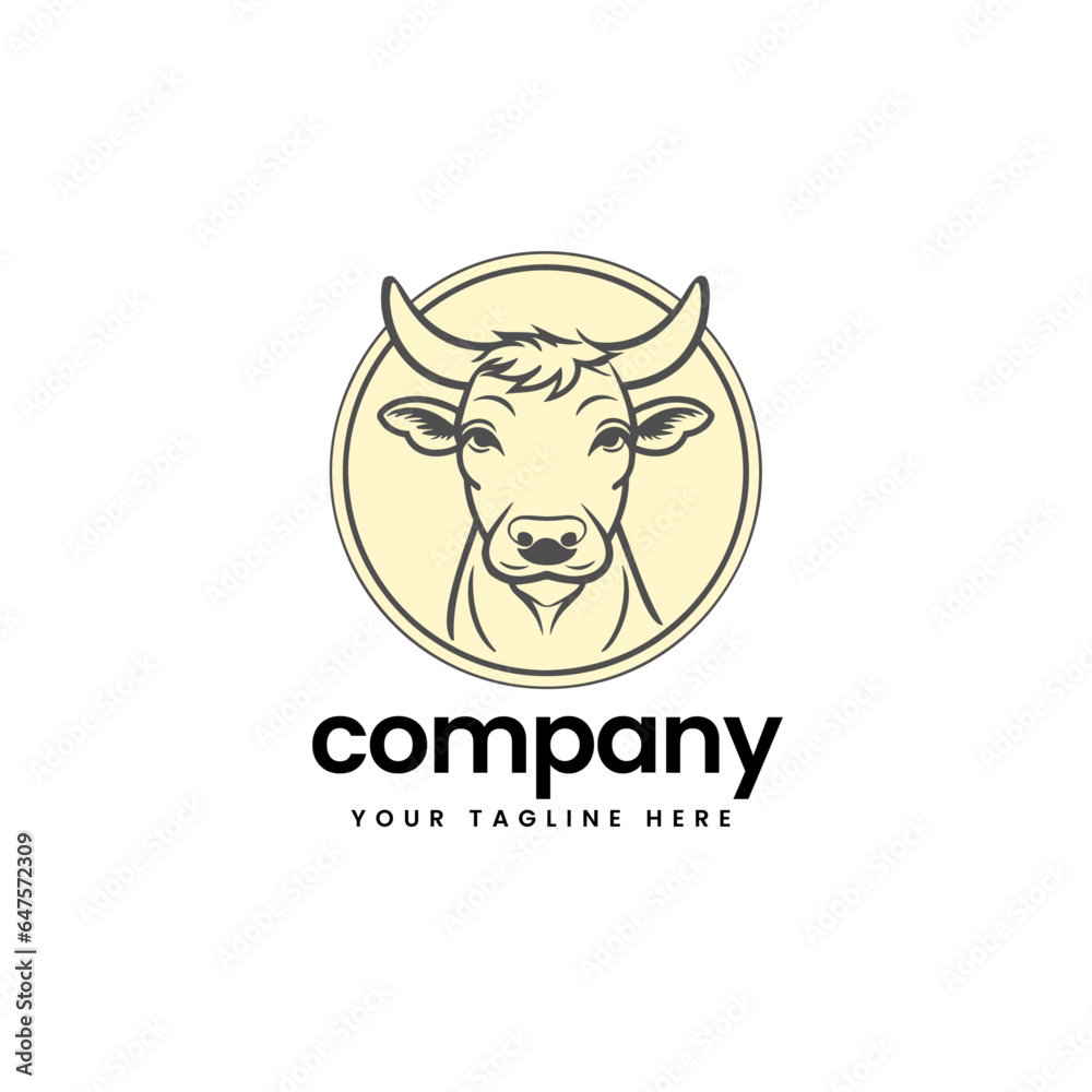 head of buffalo cow cart bull cattle dairy farm pet mascot emblem sports logo illustration icon flat t shirt design head of buffalo cow cart bull cattle dairy farm pet mascot emblem sports logo illustration icon flat t shirt design