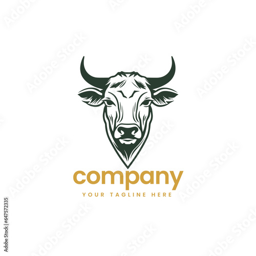 black head of buffalo cow cart bull cattle dairy farm pet mascot emblem sports logo illustration icon flat t shirt design