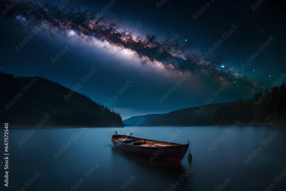 Fototapeta premium Beautiful shot of the Milky Way illuminating a dar
