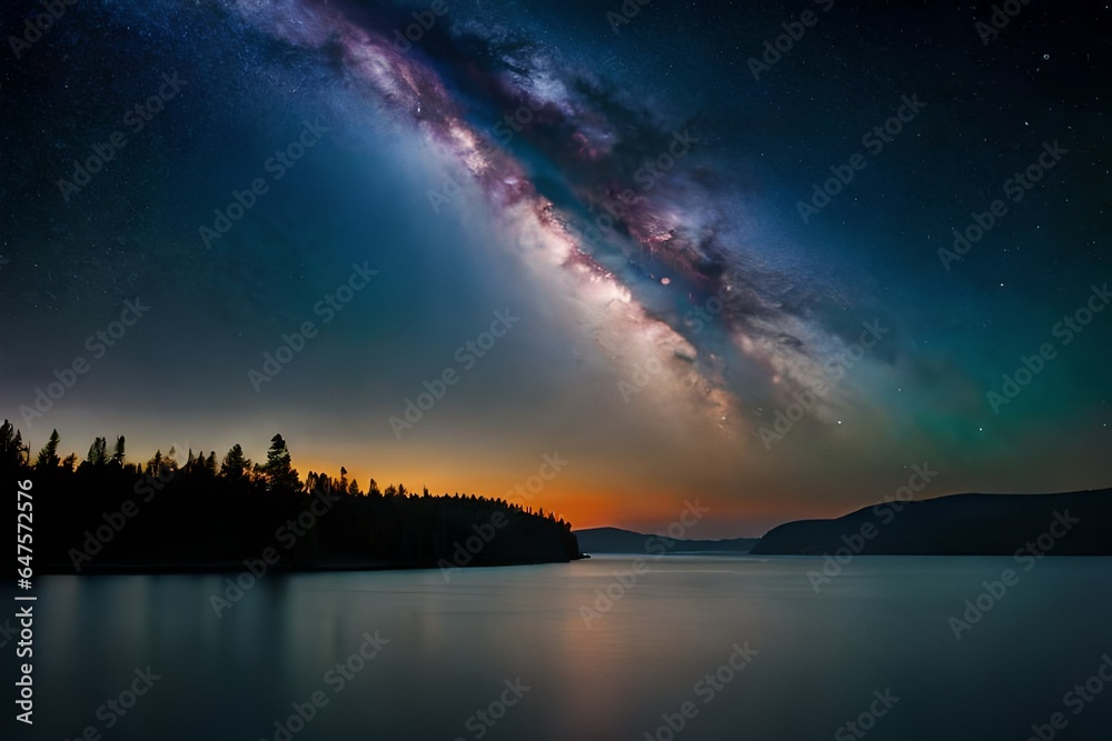 Beautiful shot of the Milky Way illuminating a dar Beautiful shot of the Milky Way illuminating a dar