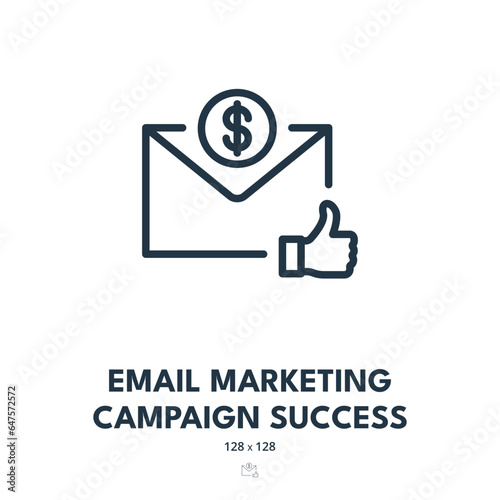 Email Marketing Campaign Success Icon. Newsletter, Envelope, Letter. Editable Stroke. Simple Vector Icon