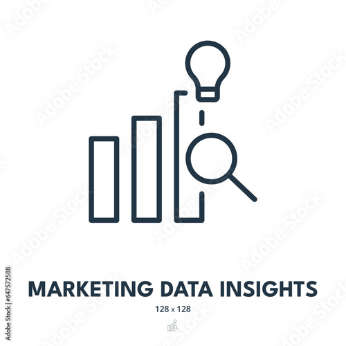Marketing Data Insights Icon. Statistics, Chart, Metrics. Editable Stroke. Simple Vector Icon