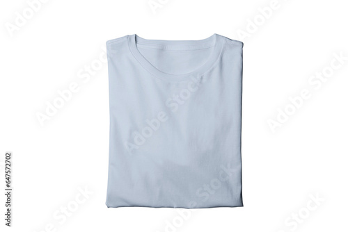 Blank isolated baby blue folded crew neck t-shirt template