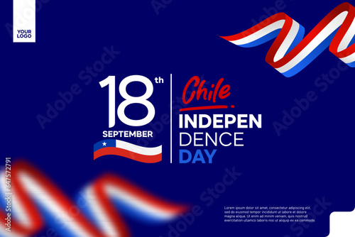 Chile independence day logotype september 18th with flag background