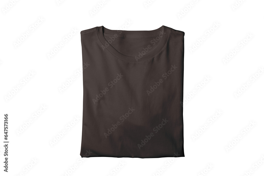 Blank isolated brown folded crew neck t-shirt template Blank isolated brown folded crew neck t-shirt template