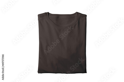 Blank isolated brown folded crew neck t-shirt template