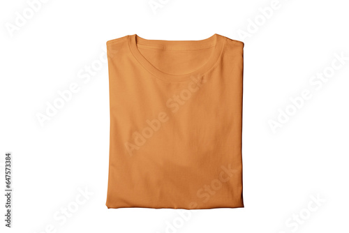 Blank isolated coral folded crew neck t-shirt template