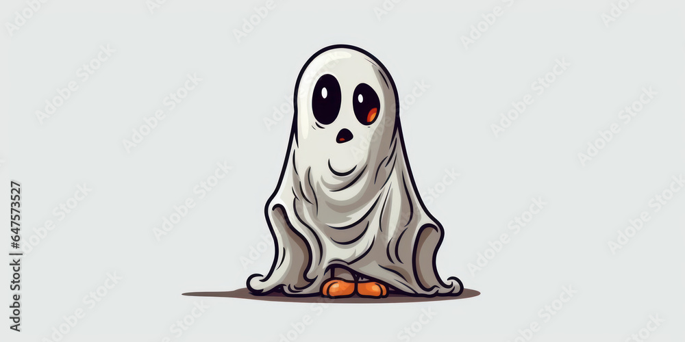 Obraz premium Cartoon of a ghost on a white background. Generative AI.