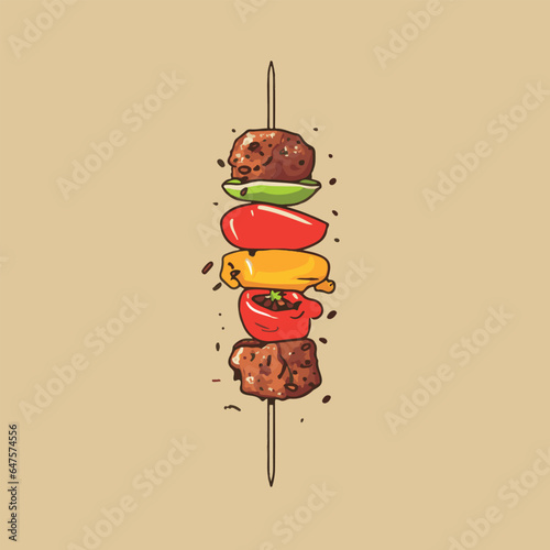 satay, yakitori, grilled meat icon for food and beverages