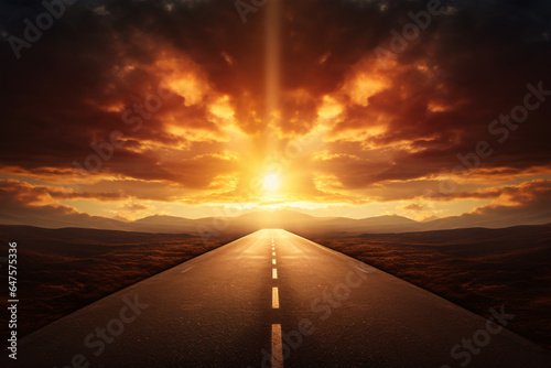 A beautiful photographic image of an open road going down to a vanishing point with a bright ending