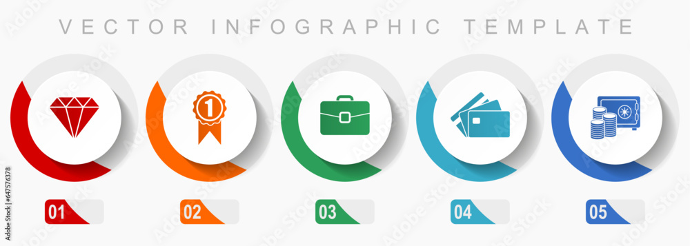 Shopping icon set, miscellaneous icons such as diamond, badge, case, credit card and money, flat design vector infographic template, web buttons in 5 color options Shopping icon set, miscellaneous icons such as diamond, badge, case, credit card and money, flat design vector infographic template, web buttons in 5 color options