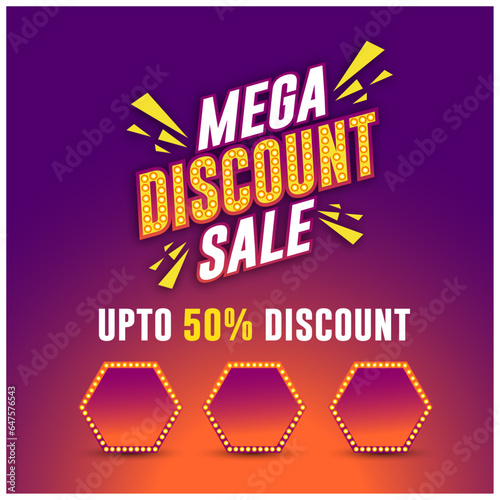 Mega Discount Sale, Discount ads Poster Abstract Colorful Vector Template