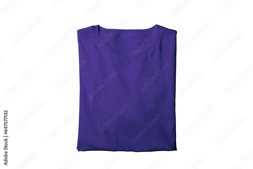 Blank isolated purple folded crew neck t-shirt template Blank isolated purple folded crew neck t-shirt template