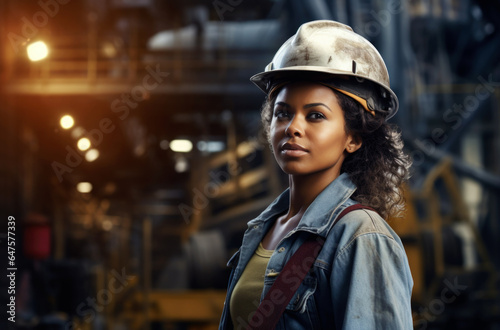 A black female engineer. Concept of men's work for women. Made with AI gereration