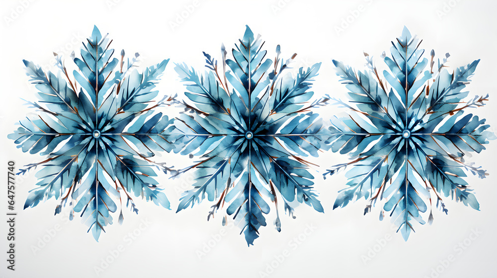 Watercolor illustration of snowflakes