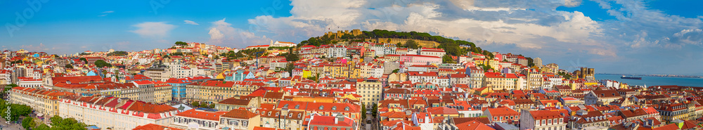 Portuguese Romantic Destinations. Panorama of Alfama District in Lisbon in Portugal.