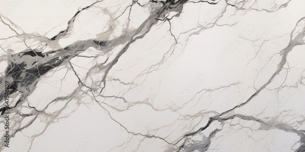 Fototapeta premium Grey and white marble texture for background top view, White Calacatta marble with gray veining.