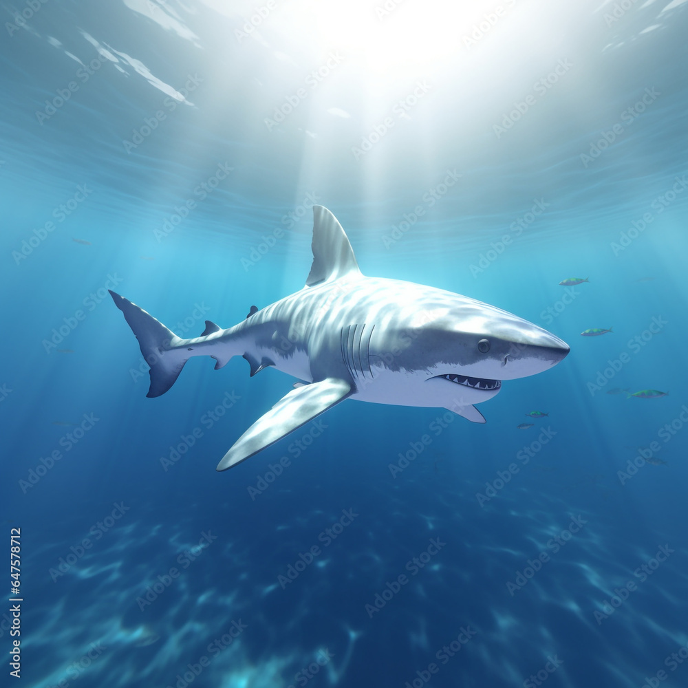 3D big shark predator of small fish 3D big shark predator of small fish