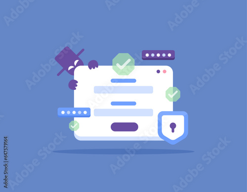 protection from phishing websites and account data theft. account data safety and security system technology. anti from data theft information password and username. flat and minimalist illustration