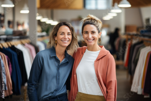 Portrait of a happy smiling Thrift store or clothing store owners