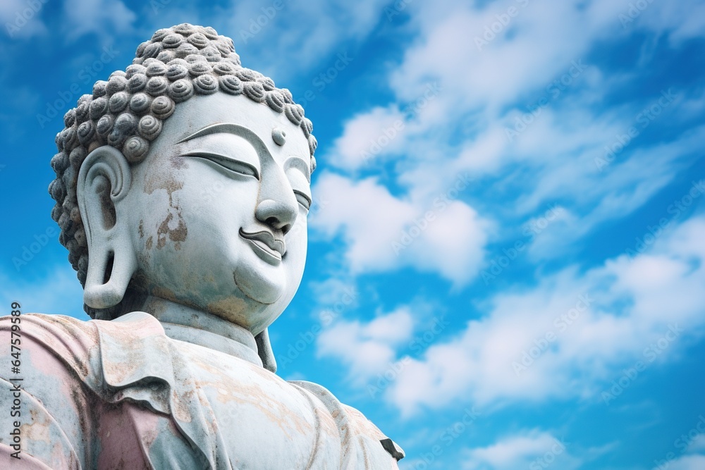Buddha statue with blue sky and clouds background Buddha statue with blue sky and clouds background