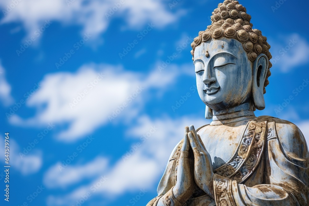 Buddha statue with blue sky and clouds background Buddha statue with blue sky and clouds background