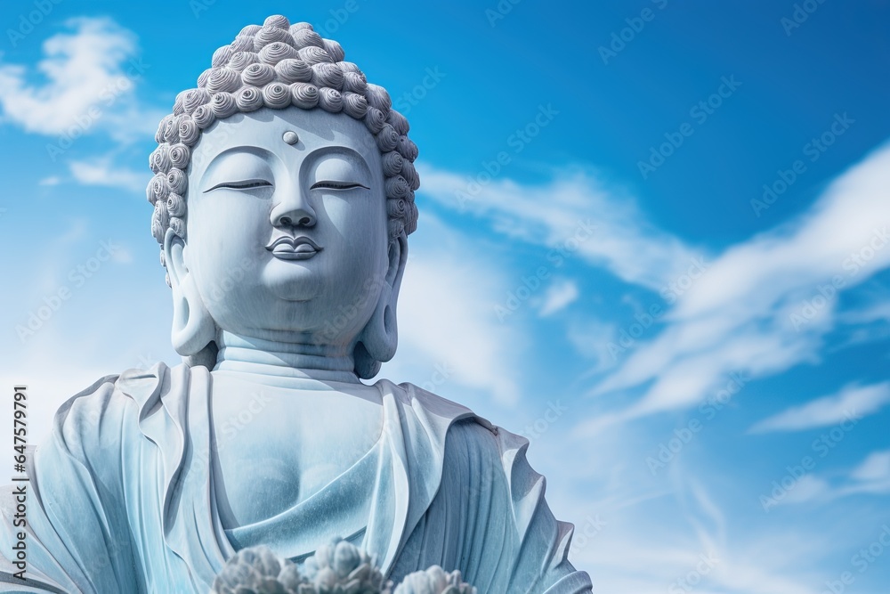 Buddha statue with blue sky and clouds background Buddha statue with blue sky and clouds background