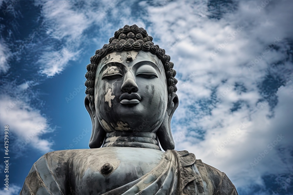 Buddha statue with blue sky and clouds background Buddha statue with blue sky and clouds background