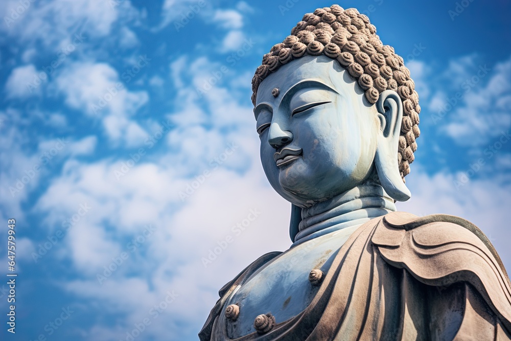 Buddha statue with blue sky and clouds background Buddha statue with blue sky and clouds background