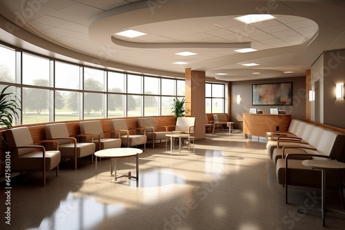 Waiting room in medical office interior