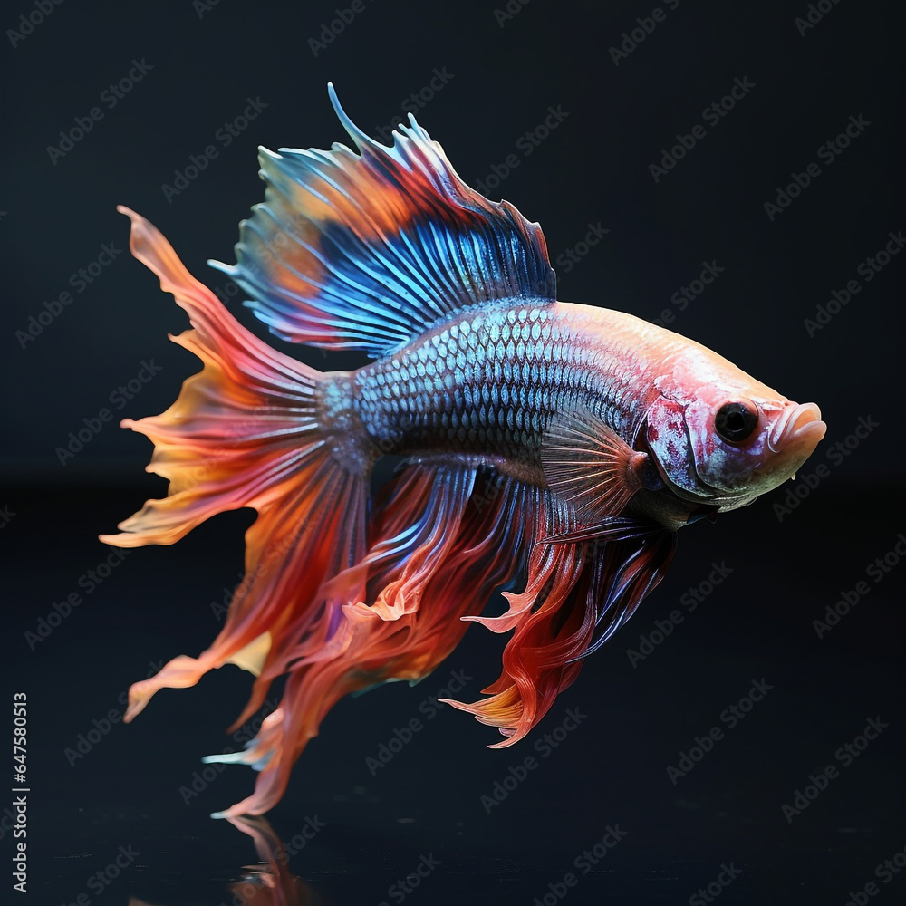 Fototapeta premium Betta fish with a beautiful tail