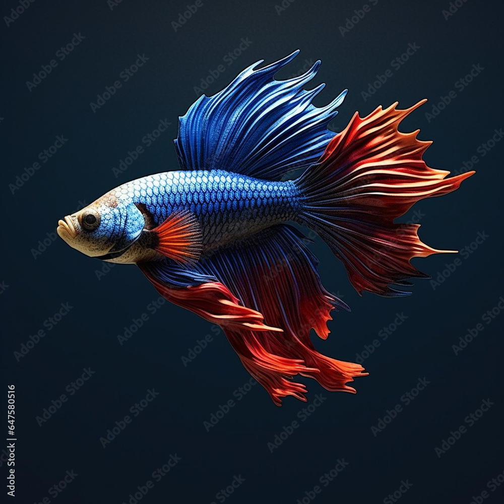 Betta fish with a beautiful tail