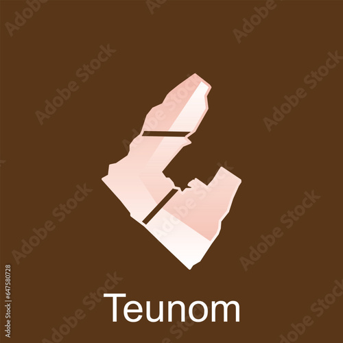 Map City of Teunom, World Map International vector template with outline graphic sketch style on white background photo