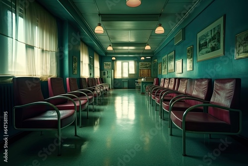 Corridor of waiting seats in the hospital