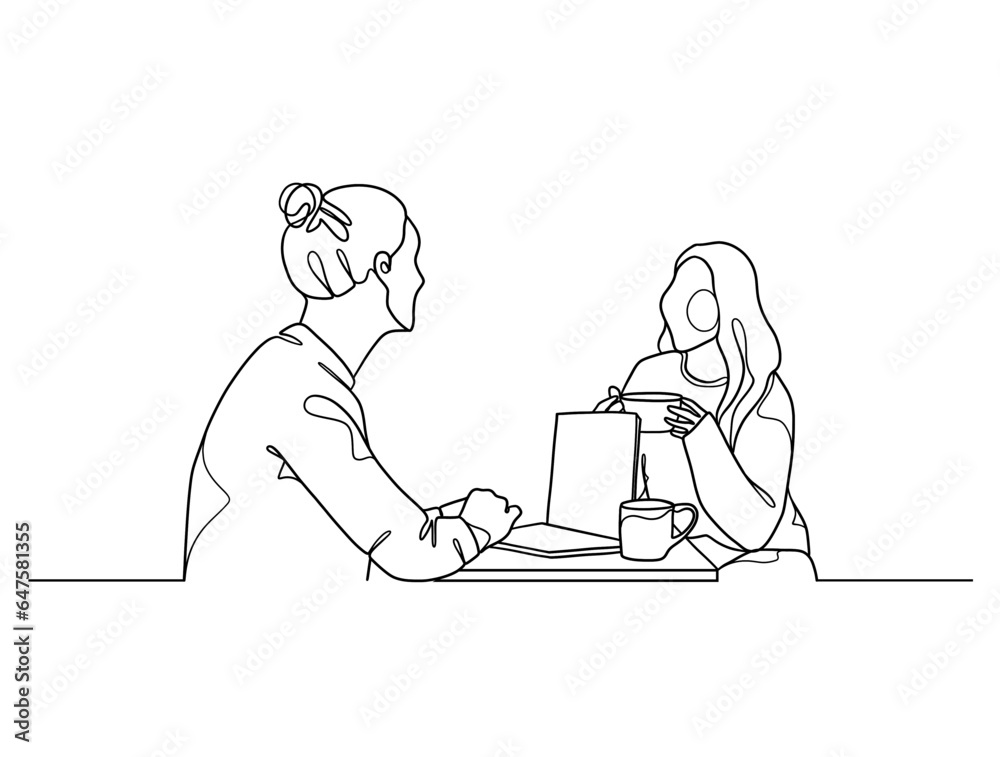 Continuous one line drawing of business people teamwork. Vector illustration. Continuous one line drawing of business people teamwork. Vector illustration.