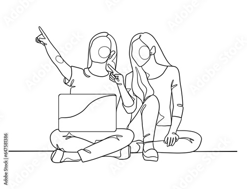 Continuous one line drawing of business people teamwork. Vector illustration.