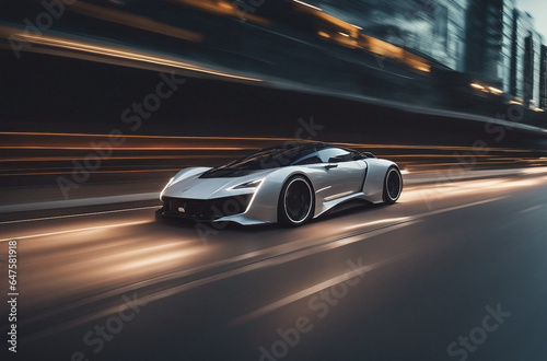Futuristic car on the road with motion blur © ArtisticLens
