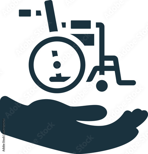 Disability support icon. Monochrome simple sign from charity and non-profit collection. Disability support icon for logo, templates, web design and infographics.