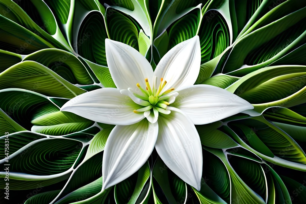 Generate an image that highlights the symmetrical perfection of a Lily's form, capturing every curve and contour flawlessly.