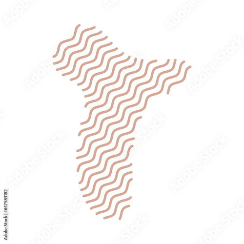 Diagonal Zigzag brown lines with Organic liquefied and fluid shape contemporary illustration