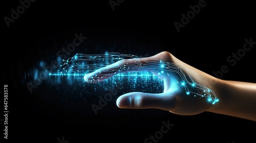 Anatomy human hand robot digital circuit technology.AI generated