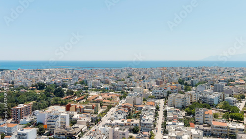 Fototapeta Naklejka Na Ścianę i Meble -  Alexandroupolis, Greece. Panorama of the central part of the city in summer. Coast of the Thracian Sea, Aerial View