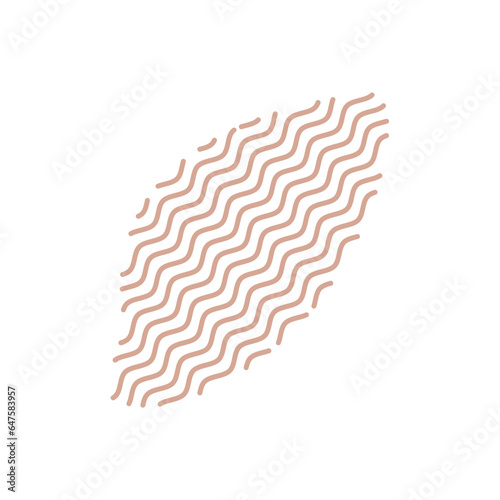 Diagonal Zigzag brown lines with Organic liquefied and fluid shape contemporary illustration