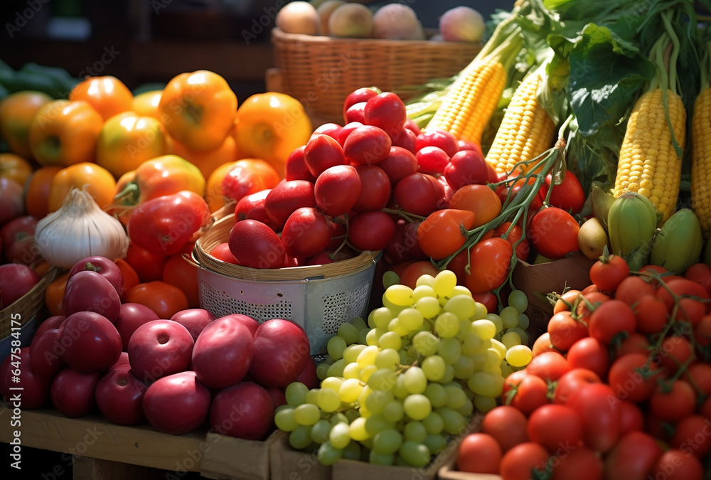 Close up of vegetables and fruits Close up of vegetables and fruits