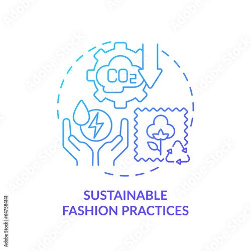 2D gradient icon sustainable fashion practices concept, simple isolated vector, sustainable fashion thin line blue illustration.
