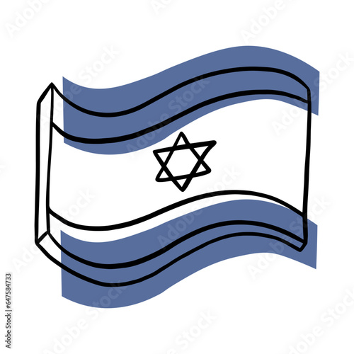 Israel flag doodle. Hanukkah. Symbol of Israel